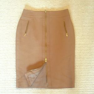 Ann Taylor Zipper Front Pencil Skirt- Camel